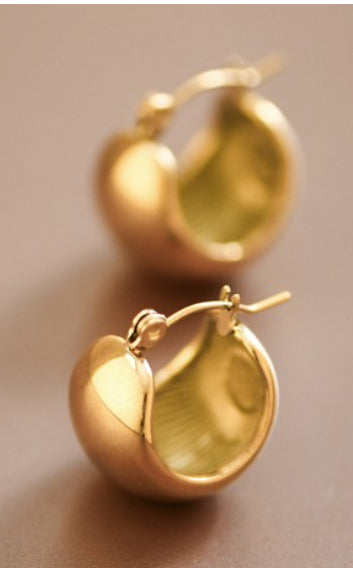 18K Half Round Gold Hoop (Non Tarnish)