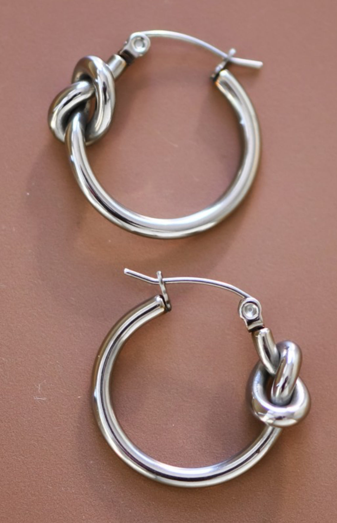 Silver Knot Hoops (Non Tarnish)