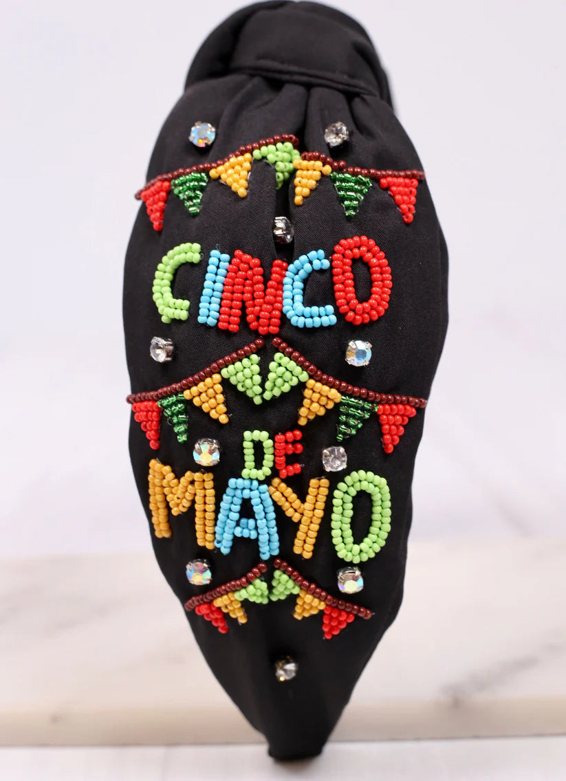 Cinco De Mayo Black Beaded Headband