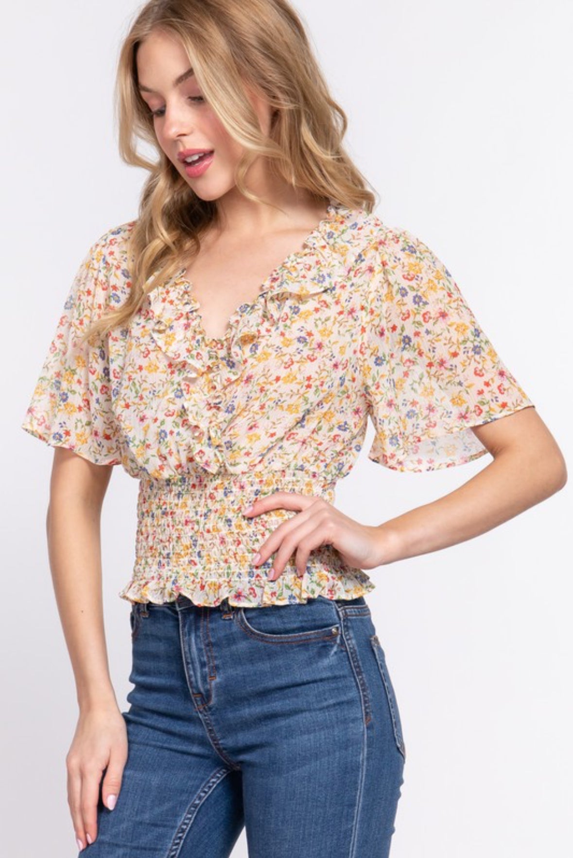 Floral Ruffle Top