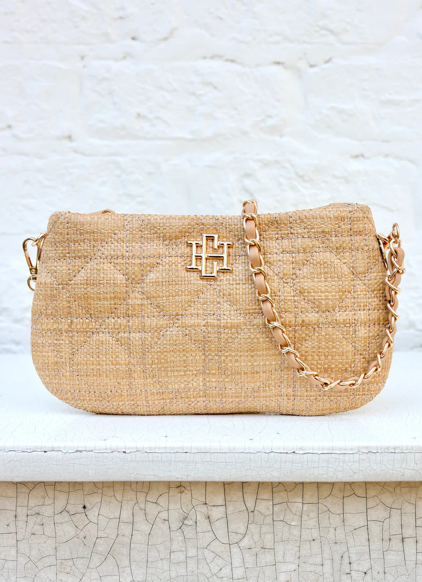 Livy Quilted Straw Crossbody