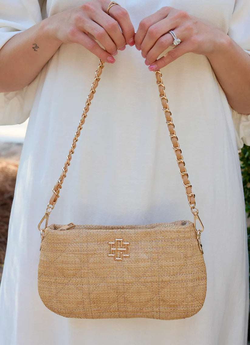 Livy Quilted Straw Crossbody