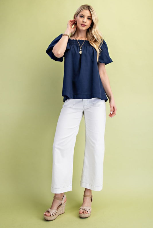 Fiesta Smocked Top (Navy)