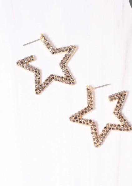 CZ Star Hoop Earrings