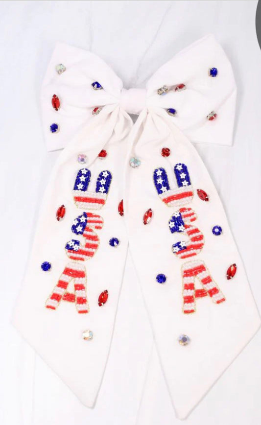 White USA Bow